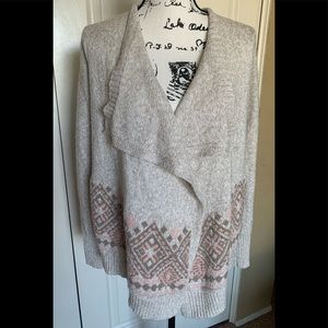 Hollister Neutral Fair Isle Waterfall Open Front Cardigan